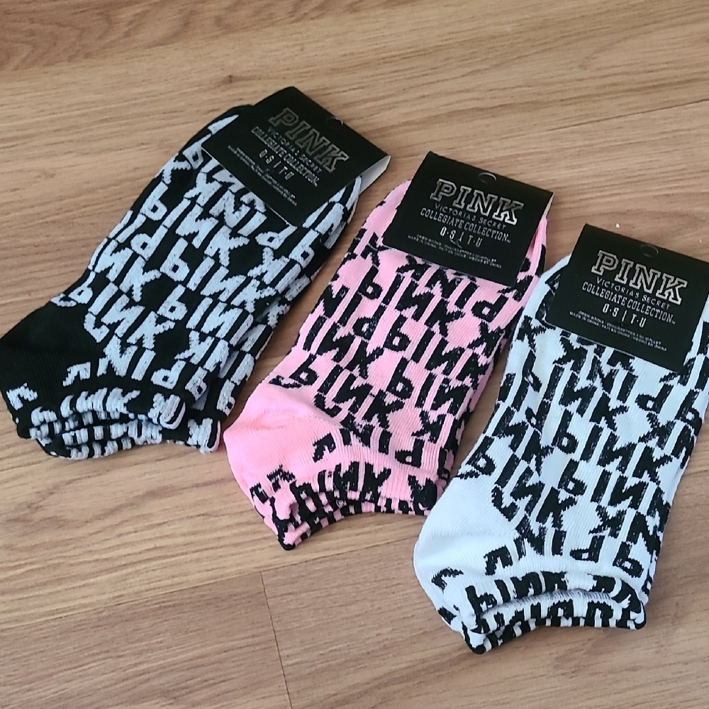 PINK Victoria's Secret Socks - Black, Pink, White